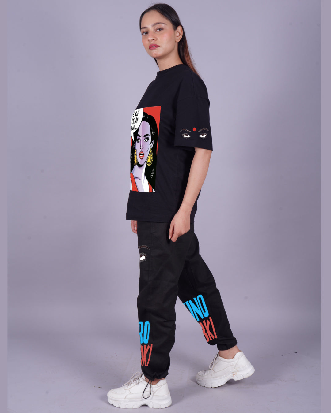 Women Lena Dena Oversized Co-Ord Set - Black and Black