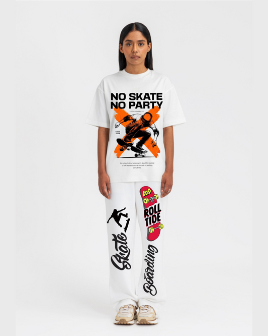WOMEN'S NO PARTY  OVERSIZED CO-ORD SET ( WHITE AND  WHITE)