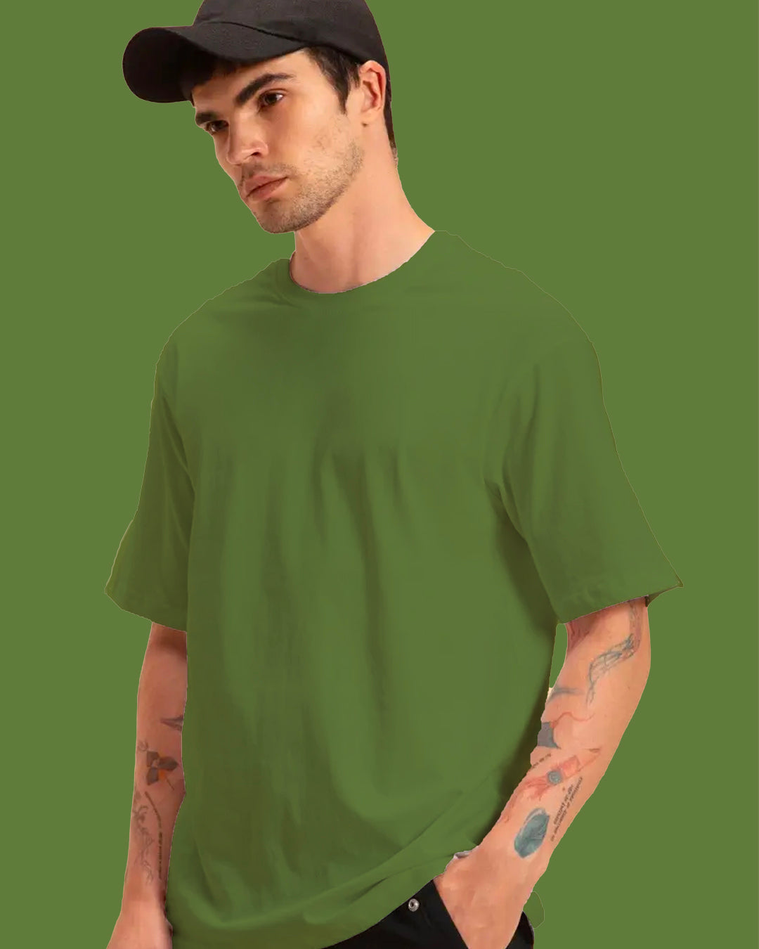 UNISEX SOLIDS PACK OF 3 WHITE SUNFLOWER, YELLOW, OLIVE OVERSIZED T-SHIRTS