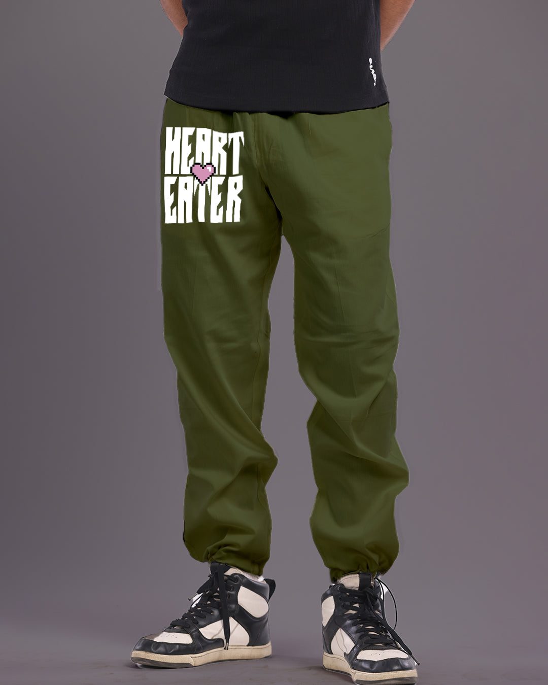 Men Olive Cargo Parachute pants - HeartEater(*)