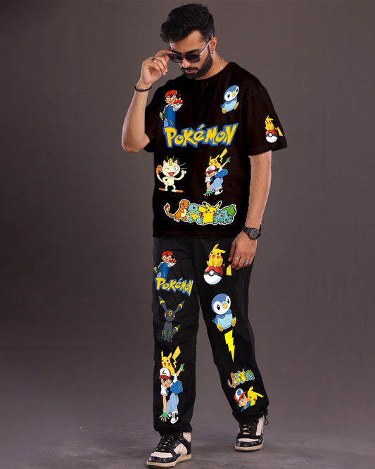 Men's Pokemon Oversized Co-Ord Set - Black and Black(*)
