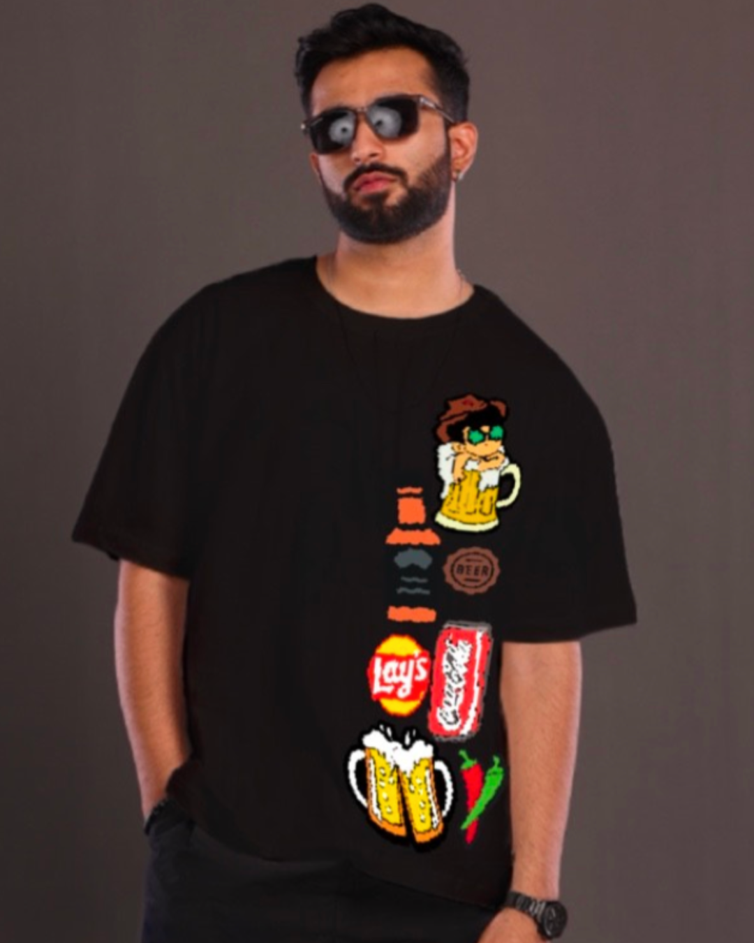 BEER FOOD BLACK TEE(*)