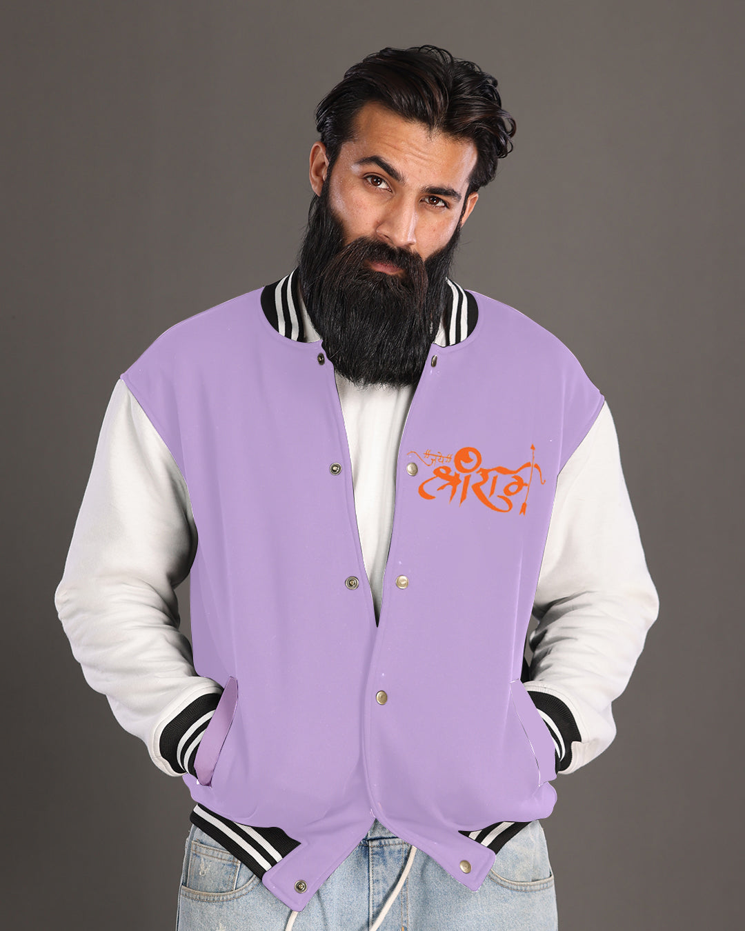 Men's Purple Varsity Jacket - Hanumanji Collection