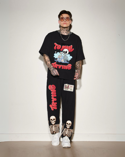 To fail trying  men's oversized cordset (black-black)