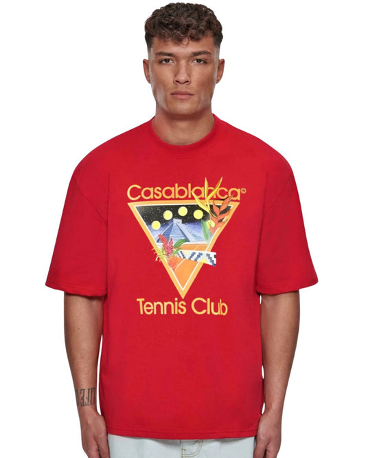 Sunset Match Unisex Exclusive Oversized Tee - Red