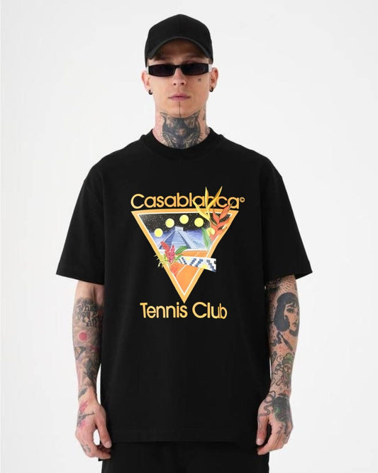 Sunset Match Unisex Exclusive Oversized Tee - Black