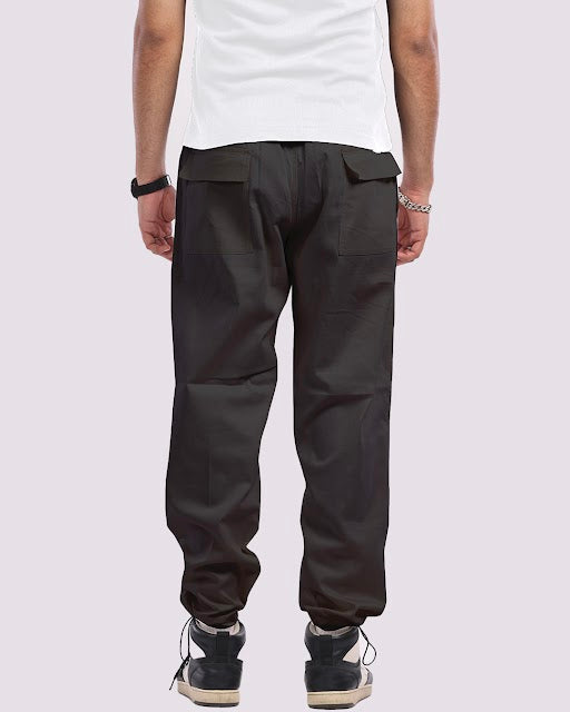MEN'S BLACK COTTON PANTS - LION(*)