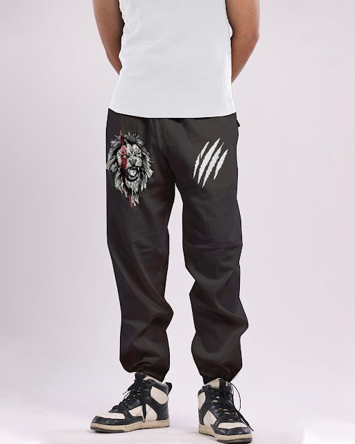 MEN'S BLACK COTTON PANTS - LION(*)
