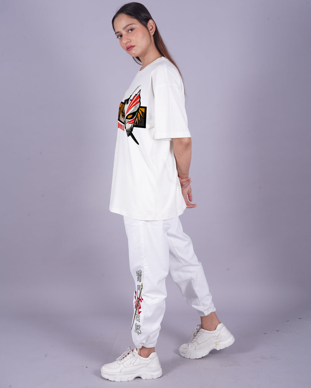 Women Bankai Oversized Co-Ord Set - White and White