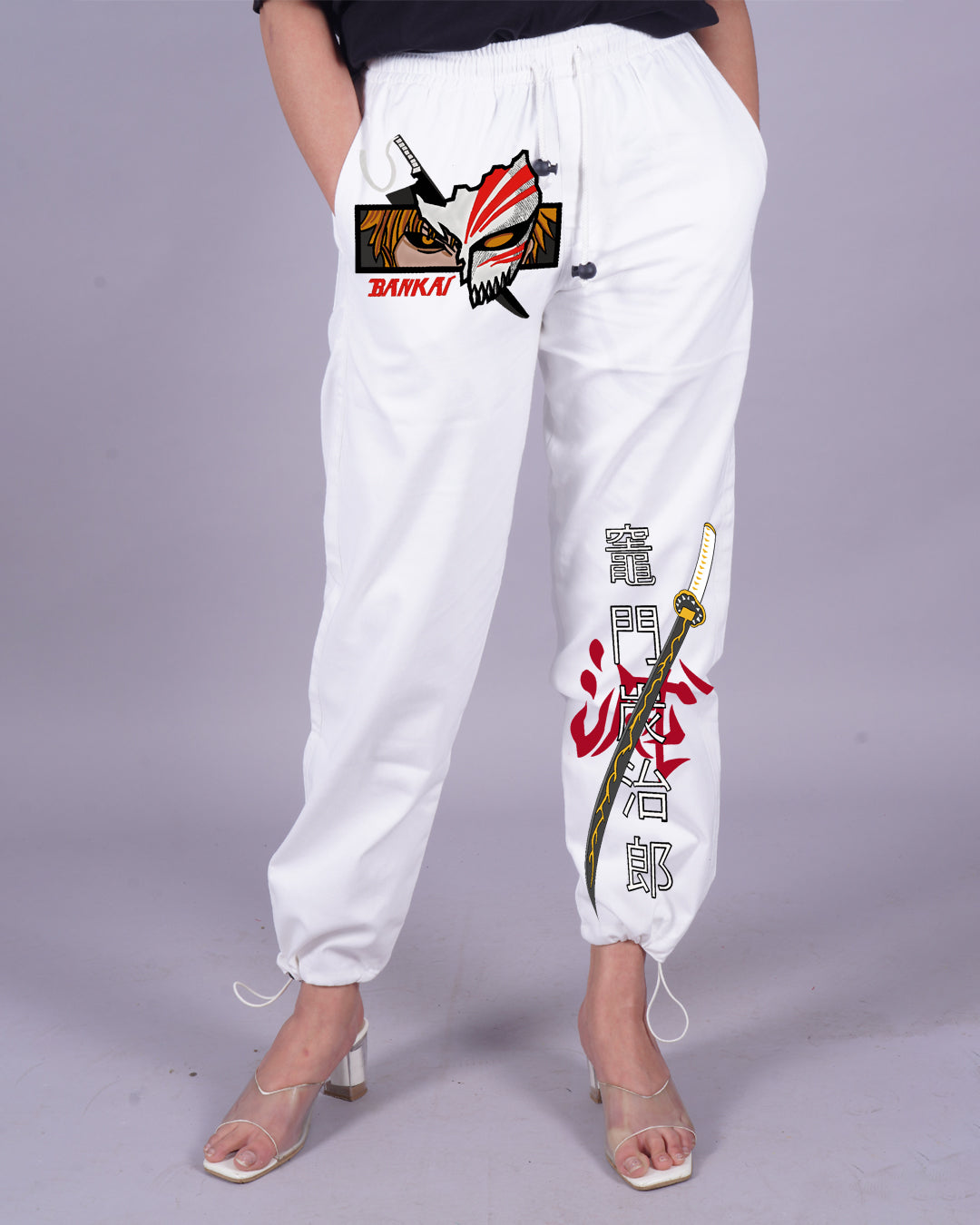 Bankai Inspired: Ladies' White Adjustable Cargo Pants